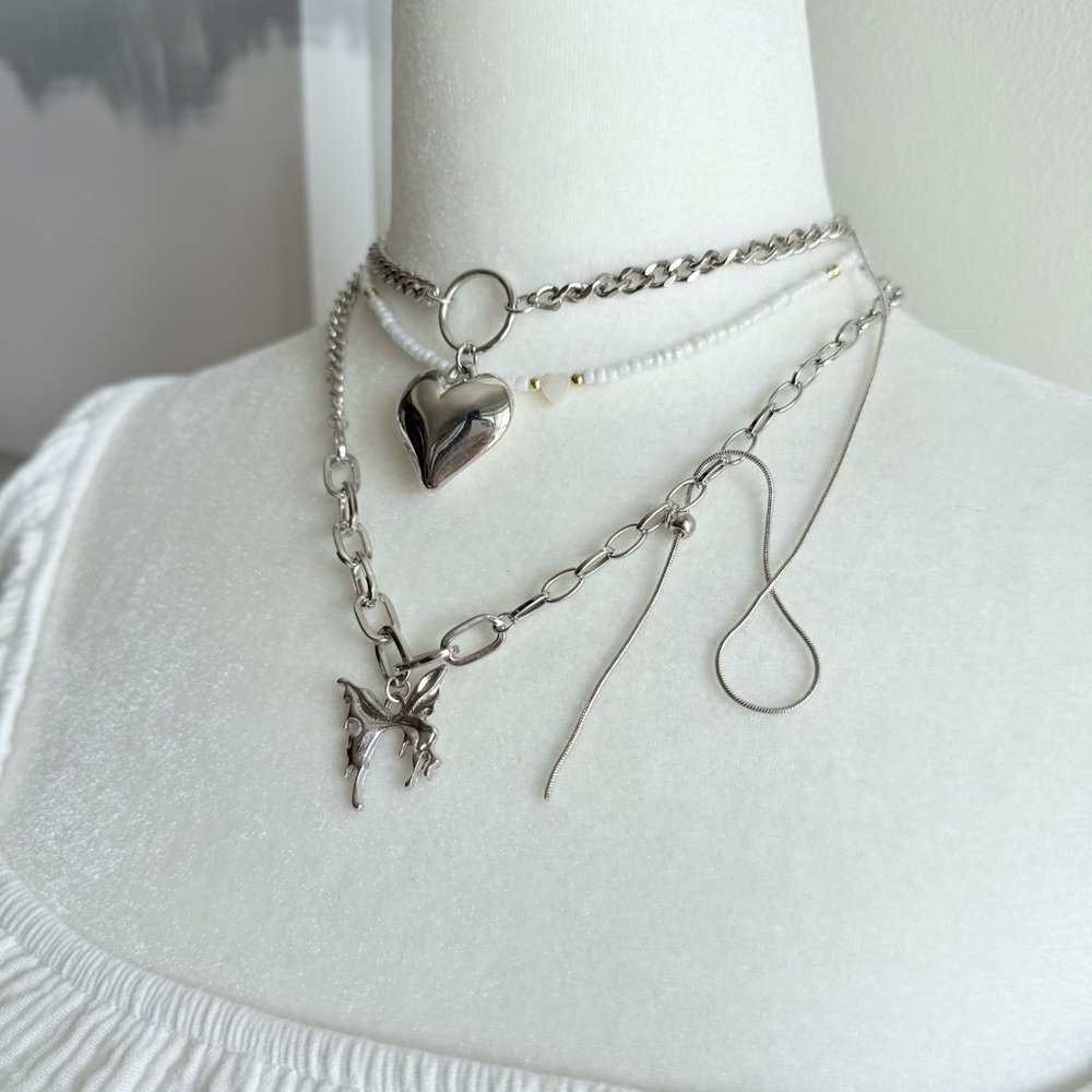 Punk goth stainless steel butterfly necklace Y2K grunge pendant necklace